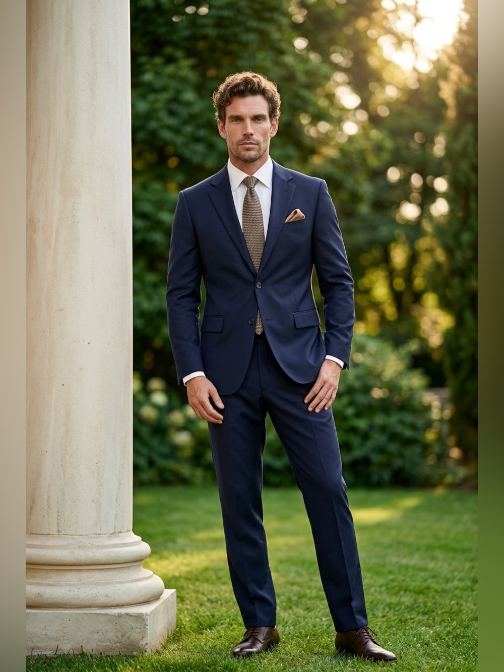 Men's Navy Blue Two-Piece Suit - Classic Tailored Fit